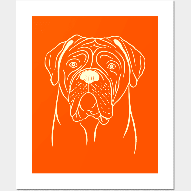 Dogue de Bordeaux (Orange and Beige) Wall Art by illucalliart